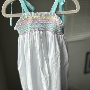 Smocked White Dress with tie straps